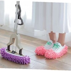 극세사 청소 덧신 슬리퍼 바닥 먼지 제거 걸레 발 착용 물걸레 가정 주방 화장실, 상세페이지 참조, 1개