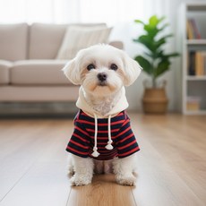 강아지후드티 반려동물 컬러 순면 후드티 애견옷 스트라이프 100%면티 (공장판매), 1개, 네이비