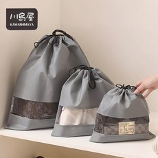 川島屋 束口防塵收納袋 透明視窗設計 防水防塵 衣物包包收納袋, 1個, 灰色大號 50*50cm