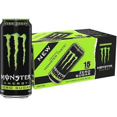 Monster Energy Zero 설탕 그린 오리지널 저칼로리 에너지 드링크 473.2ml(16온스) (15팩) 캔, Monster Energy Zero 설탕, 그린, 오리, 473.2ml