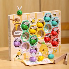 木製蜜蜂夾玩具 夾蜜蜂歸巢遊戲, 1套