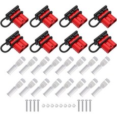 Cnaodun 8개 6-10 게이지 앤더슨 커넥터 플러그 50A 12-36V 배터리 퀵 커넥터 그레이 배터리 퀵 연결 해제 와이어 하네스 플러그 키트 윈치 자동차 자동 트레일러, Red