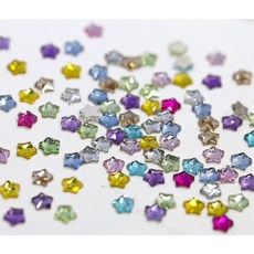 美甲水鑽彩色星星平底鑽。玻璃星星鑽。五角星鑽。美甲星星。星星水鑽。美甲星星飾品。星星鑽飾。指甲星星鑽。星星異形鑽, 1個, 彩色【4mm】10顆入