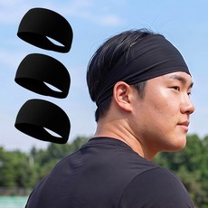 오직 11.5cm 와이드 땀흡수 헤어밴드 운동 빅사이즈 안감있음 필라테스 런닝 헬스, 블랙, 3개