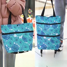 dudou-84 휴대용 접이식 장바구니 쇼핑카트 손수레 바퀴형 핸드카트, 2개, 파란색