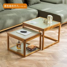 커피 사이드 쇼파 소파 테이블 침대 북유럽 거실 티테이블 협탁, 브라운 세트_대형1개 소형1개