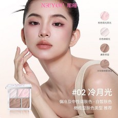 NEIYOU那柚修容盤 那柚高光修容一體盤 打亮 啞光提亮 臉部鼻影陰影側影粉, 那柚修容盤02冷月光, 1個