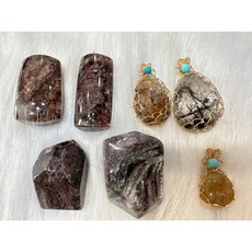 綠幽靈幽靈吊墜 - 四季幽靈 黑髮晶 鈦金水晶 紫幽靈