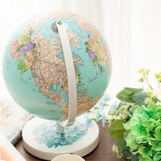 SkyGlobe 10吋 繡球花 三段觸碰式地球儀 台灣製造, 白網藍印花底座