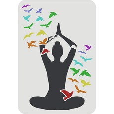 PET 어반 라이프 페인팅 스텐실 인물 테마 벽화 패턴 도시 생활 장식 DIY, 버드 285, 1개