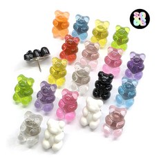 20p 핸드메이드 귀여운 젤리곰 압정 예쁜 하리보 푸쉬핀 셋트, 젤리 베어 색상 혼합, 1세트, 20개입