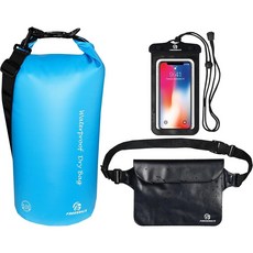 프리그레이스 방수 드라이백 세트 블랙 35L, 5L, 창문 없음, 하늘색