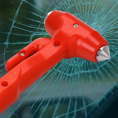 자동차 비상 탈출 망치 차량용 유리창 파쇄기 벨트커터, 레드, 1개