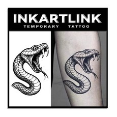 INKARTLINK Tattoo Tech 미디엄 반영구 타투 2장 성인 아트 디자인 임시 타투 1-2주 지속 방수 사실적인 외관 반사 없음 (팡 코브라), 송곳니 코브라