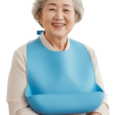 리커버스 방수앞치마 성인 환자 턱받이 요양원 어르신 특대형, 블루, 1개