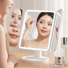 루메이크 led 화장대 탁상 거울 c타입 충전식, 화이트