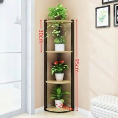 원목 철제 코너 화분 스탠드 다단 삼각형 실내 발코니 거실 진열 수납 선반, 1단, 코너 4층 노란판 블랙