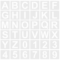 EUSTACE 스텐실 시트 알파벳 숫자 36매 세트 제도 그리기 템플릿 각진 문자 레터 스텐실 대문자 A‑Z와 0‑9 DIY 그림 도색 도구 간판 제작 반복 이용 7.62cm