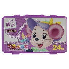 紫鼠 24色可水洗彩色筆 手提 NO.2392-24 /一盒入 可洗水彩筆 兒童繪畫, 1個, 24色