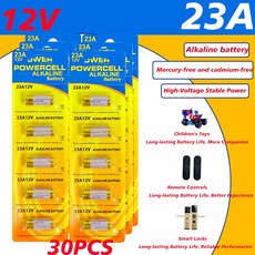 12V A23 23A 알카라인 용) A2 배터리 (도어벨 리모컨 LRV08 MN21 전동, 30pcs