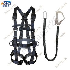 台灣出貨【附發票】新規格全身五點式高空作業速插式安全帶護腰可拆卸款便攜式安全帶, 安全帶+單彈力繩大掛鉤, 1個