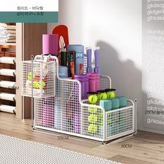 이동식 수납선반 철제랙 움직이는 보관대 다용도, 화이트 바닥형 + 행잉 켓 포함 B, 1개, 1g