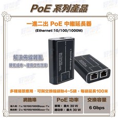 POE-201G_一分二_標準 PoE 中繼延長器10/100/1000Mbps寬頻無損延長, 1個, 含稅價(需備註統編), 含稅價(需備註統編)