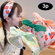 은꽃밴드 와이드 리본 유아 머리띠 세트