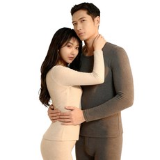 德絨保暖套裝蠶絲羊絨情侶款秋衣褲，秋冬內衣加絨加厚打底衫