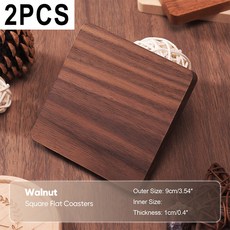 2PCS 나무 매트 내구성 내열성 패드 호두 그릇 커피 주전자 라운드, No Engr ing Blank, Style 4 Walnut