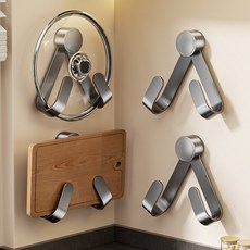 2세대 흡착식 무타공 냄비뚜껑 거치대 주방 도마 수납 스마트라이프, 2개, 메탈그레이