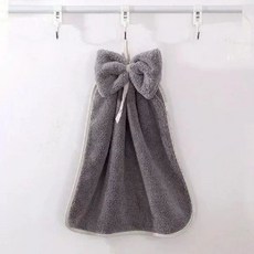 珊瑚絨可掛式擦手巾 柔軟吸水抹布 廚房衛浴多用途擦拭布, 1個, 灰色35*33