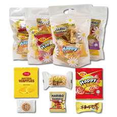 데이지 간식선물세트 단체 행사 교회 손잡이 봉투 구디백 어린이집 유치원 생일 답례품, 1개, 손잡이봉투