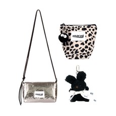 [마크니] [SET] GLOSSY STRING BAG & LEOPARD POUCH KEYRING SET