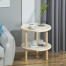 오아루 원형 침대 쇼파 사이드 테이블 2단 협탁, 아이보리
