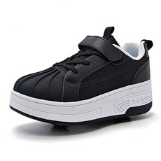 Umerigo 롤러 스케이트 슈즈 아동용 남아 여아 휠 라이트 업 LED 패션 스니커즈 블랙. 3 리틀 키즈