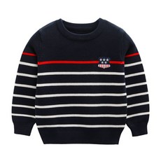 Rubikijeu 青少年男童款條紋小星星圓領針織衫 B127