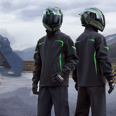 시스슈 오토바이우의 초강력 방수 자전거 낚시 등산 작업용 비옷 상하의 세트, 블랙