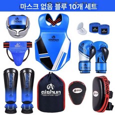 카프킥 미트 로우킥 레그킥 복싱 장비 두꺼운 보호대, 마스크 없음 10개 세트 블루, L