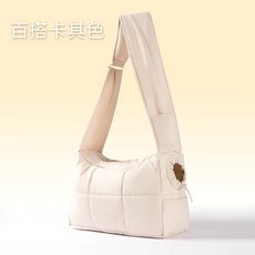 寵物外出斜肩背包 貓咪外出包 輕便款 可探頭設計, 1個, 卡其色, 卡其色