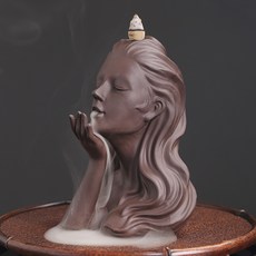 北歐現代簡約人臉面具紫砂倒流香爐創意歐美人體香爐家居擺件, 歐式美人