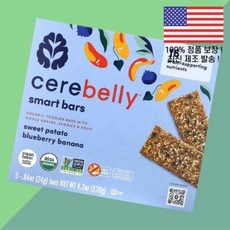 세레벨리 스마트 바 토들러 고구마 블루베리 바나나 5바 각 0.84온스 24g Cerebelly Smart Bars Organic Toddler Sweet Potato Blue, 1