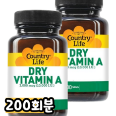 Country Life 드라이 비타민A 10000IU, 1개, 200회분