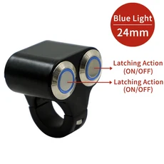 22mm 핸들 바 듀얼 버튼 오토바이 스위치 ATV 스쿠터 헤드 라이트 위험 브레이크 안개등 ON-OFF 알루미늄 L, 12 24mm Blue(L)