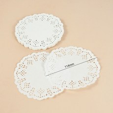 100pcs 화이트 라운드 레이스 매트 종이 케이크 Doilies DI 플레이스, as picture, B02 114mm