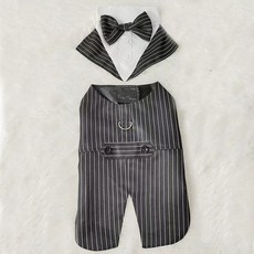 DFMEI 寵物婚禮禮服狗狗西裝比熊泰迪中小型犬結婚領結西服牽引扣衣服潮, 1個, 條紋