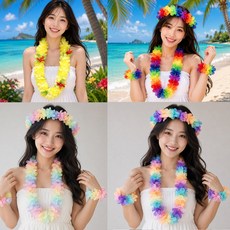 하와이안 꽃세트 환영목걸이, 6.하와이안목걸이
