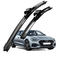 호환 아우디 A7 (C7 4G8)/A7(C8 4G9) 2010-2024 와이퍼 초발수 저소음 자국 없음 전면 와이퍼 블레이드 2종 세트, 검은색, A7(C8/4G9) 2017-2024