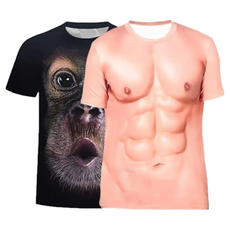 OFAT SHOP 猛男肌肉T 猩印花T恤 萬聖節搞笑變裝服 短袖