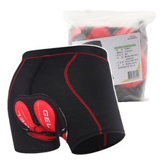 OW 자전거 라이딩 팬츠 쿠션 통풍 반바지 에어매쉬 L 보호 젤패드 레드